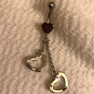 Red Heart Shaped Belly Ring